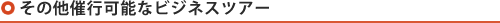 その他催行可能なビジネスツアー